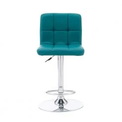 Chad 35.6 in. H - 44 in. H Teal Faux Leather Chrome Adjustable Barstool with Faux Leather Seat by Powell Company -Powell Company Shop teal powell company bar stools hd1673bs21 c3 1000