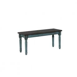 Flores Teal Bench with Burnished Smoke Finish Top by Powell Company
