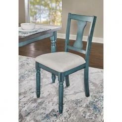 Flores Teal Side Chair with Neutral-Colored Fabric (Set of 2) by Powell Company -Powell Company Shop teal powell company dining chairs hd1097d19sc 31 1000
