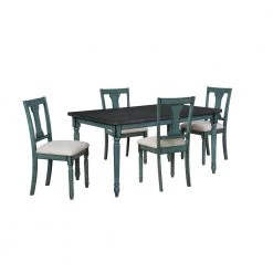 Lawson Teal Blue with Wood Top Dining Set (5-Piece) by Powell Company