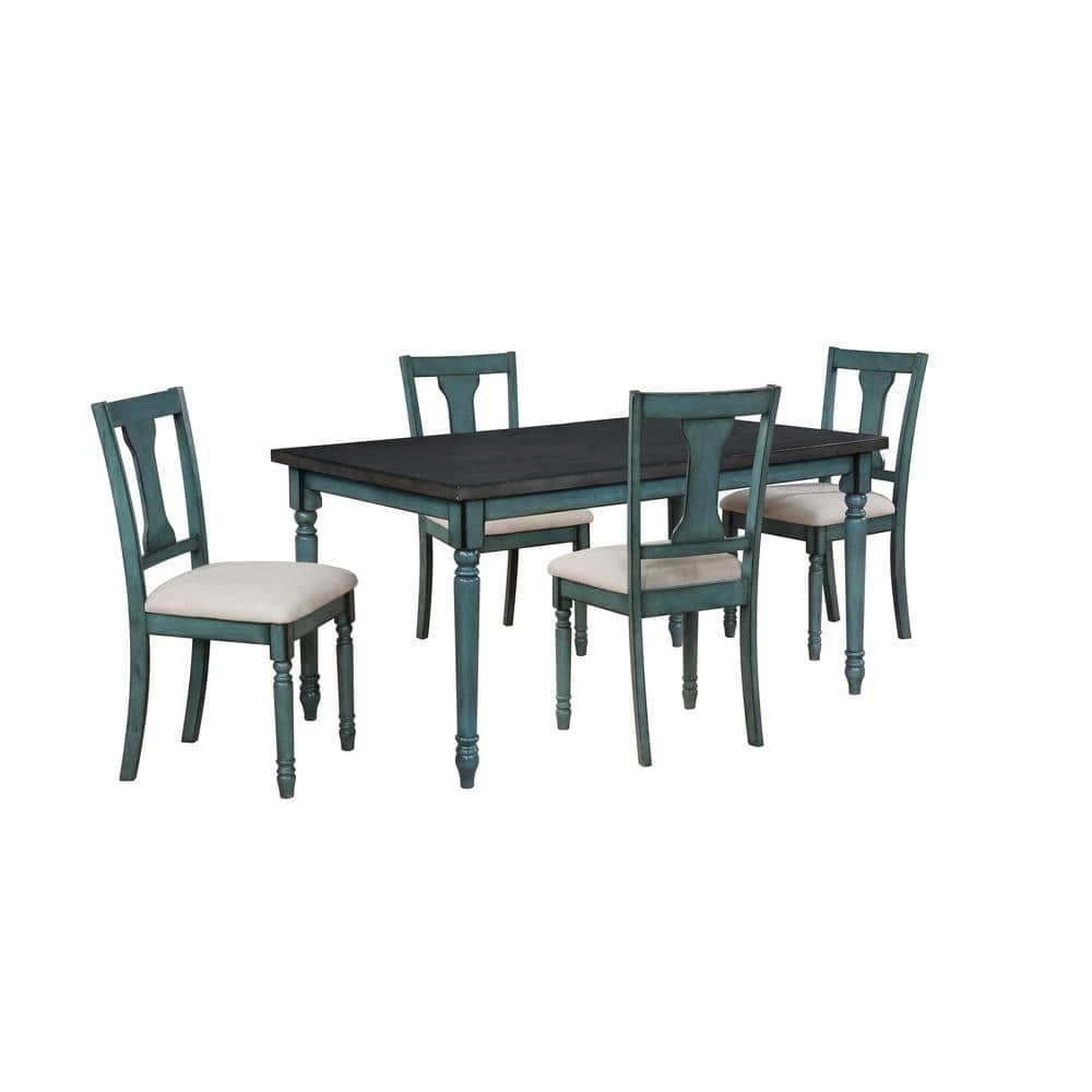 Lawson Teal Blue with Wood Top Dining Set (5-Piece) by Powell Company 3 Lawson Teal Blue with Wood Top Dining Set (5-Piece) by Powell Company