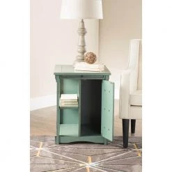 Ramirez Teal Mission Style Side Table by Powell Company -Powell Company Shop teal powell company end side tables hd1171a19t 76 1000