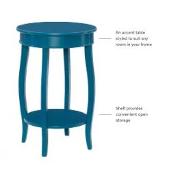 Justine 18 in. W x 18 in. D x 24 in. H Teal Round Wood End / Side Table by Powell Company -Powell Company Shop teal powell company end side tables hd1756st21 1f 1000