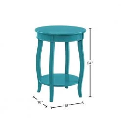 Justine 18 in. W x 18 in. D x 24 in. H Teal Round Wood End / Side Table by Powell Company -Powell Company Shop teal powell company end side tables hd1756st21 40 1000
