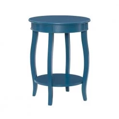 Justine 18 in. W x 18 in. D x 24 in. H Teal Round Wood End / Side Table by Powell Company
