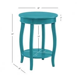 Justine 18 in. W x 18 in. D x 24 in. H Teal Round Wood End / Side Table by Powell Company -Powell Company Shop teal powell company end side tables hd1756st21 fa 1000