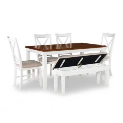 6-Piece Powell Twyla Brown Dining Set by Powell Company -Powell Company Shop vanilla white honey brown powell company dining room sets hd1484ds620 e1 1000