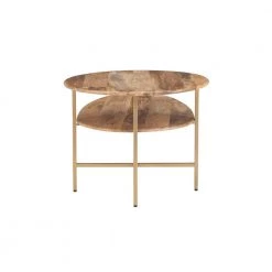 Dawson 25 in. W Walnut and Gold Coffee 2-Tiered Round Top Table by Powell Company -Powell Company Shop walnut powell company coffee tables hd1608ct21 66 1000