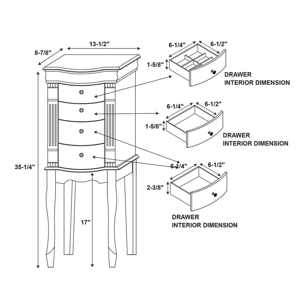 Colbert Walnut Finish Jewelry Armoire by Powell Company 10 Colbert Walnut Finish Jewelry Armoire by Powell Company - Image 8