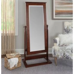 Lyra Walnut Cheval Mirrored Jewelry Armoire 24 in. W x 19 in. D x 60 in. H by Powell Company -Powell Company Shop walnut powell company jewelry armoires hd1766ja21 31 1000