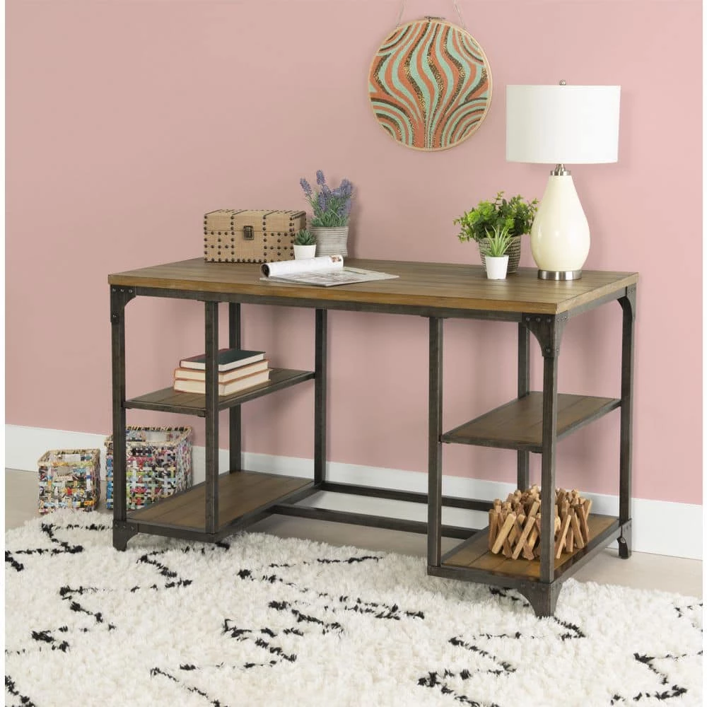 48 in. Rectangular Weathered Driftwood Wood Writing Desk with Built-in Storage by Powell Company 10 48 in. Rectangular Weathered Driftwood Wood Writing Desk with Built-in Storage by Powell Company - Image 8