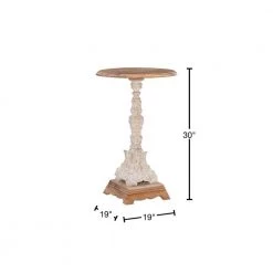 Hollings Antique White Metal and Natural Wood 19" w Side Table by Powell Company -Powell Company Shop white and natural powell company end side tables hd1627at21 40 1000