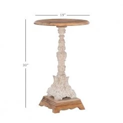 Hollings Antique White Metal and Natural Wood 19" w Side Table by Powell Company -Powell Company Shop white and natural powell company end side tables hd1627at21 4f 1000