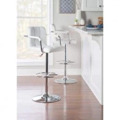 Smith Adjustable 25 -33.5 in. White Counter and Bar Stool by Powell Company -Powell Company Shop white chrome powell company bar stools hd1207b19 31 1000