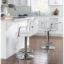 Smith Adjustable 25 -33.5 in. White Counter and Bar Stool by Powell Company