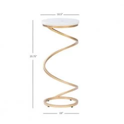 Pippen White Marble and Gold Spiral Round 10.5 in. with Drink Table by Powell Company -Powell Company Shop white gold powell company end side tables hd1605a21 4f 1000