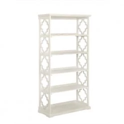 Carson 72.28 in. White Wood 5-shelf Standard Bookcase with Open Back by Powell Company