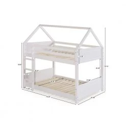 Nico White Twin Bunk Bed with Sloping A-Frame Roof by Powell Company -Powell Company Shop white powell company bunk beds hd1661bb21 1f 1000