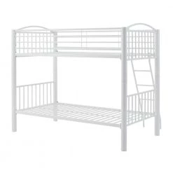 Jordan White Heavy Metal Twin Size Top Twin Size Bottom Bunk Bed with Ladder by Powell Company -Powell Company Shop white powell company bunk beds hd1703bb21 66 1000