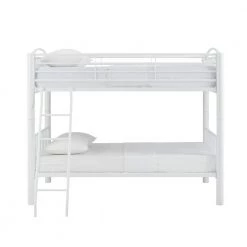 Jordan White Heavy Metal Twin Size Top Twin Size Bottom Bunk Bed with Ladder by Powell Company -Powell Company Shop white powell company bunk beds hd1703bb21 c3 1000