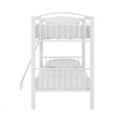 Jordan White Heavy Metal Twin Size Top Twin Size Bottom Bunk Bed with Ladder by Powell Company -Powell Company Shop white powell company bunk beds hd1703bb21 e1 1000