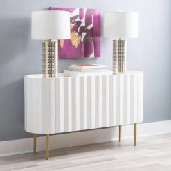 Charlee 52 in. W White 30.25 in. H Elliptical Solid Mango Wood Console Table with 2-Doors and 4-Shelves by Powell Company 23 Charlee 52 in. W White 30.25 in. H Elliptical Solid Mango Wood Console Table with 2-Doors and 4-Shelves by Powell Company -Powell Company Shop white powell company console tables hd1805 31 1000