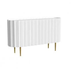 Charlee 52 in. W White 30.25 in. H Elliptical Solid Mango Wood Console Table with 2-Doors and 4-Shelves by Powell Company