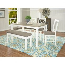 Maynard White Wood with Grey Upholstered Top Storage Bench 14 in. x 18 in. x 44 in. by Powell Company -Powell Company Shop white powell company dining benches hd1381sb19 31 1000