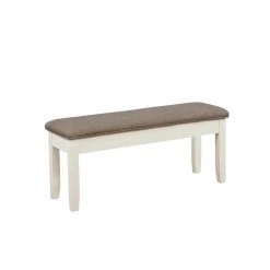 Maynard White Wood with Grey Upholstered Top Storage Bench 14 in. x 18 in. x 44 in. by Powell Company