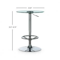 Smith 3-Piece Round Glass Top Adjustable Chrome Base with Adjustable White Faux Leather Barstool Bar Table Set by Powell Company -Powell Company Shop white powell company dining room sets hd17003pcset21 1f 1000