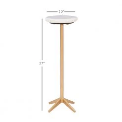 Quinn 10 in. White 27 in. Circular Stone End Table with Gold Metal Base by Powell Company -Powell Company Shop white powell company end side tables hd1641at21 1f 1000
