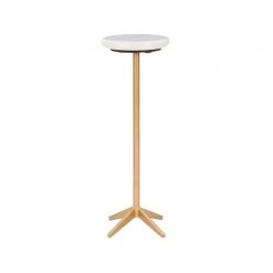 Quinn 10 in. White 27 in. Circular Stone End Table with Gold Metal Base by Powell Company