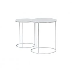 Flavia 18 in. Wide White 22 in. High Round Marble Nesting Tables with Silver Frame by Powell Company -Powell Company Shop white powell company end side tables hd1680at21 4f 1000