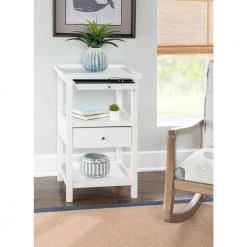 Pintor 17 in. W x 15.75 in. D x 29.75 in. H White Square Wood End / Side Table by Powell Company -Powell Company Shop white powell company end side tables hd1739st21 1f 1000