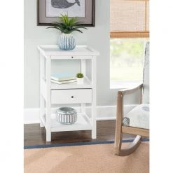 Pintor 17 in. W x 15.75 in. D x 29.75 in. H White Square Wood End / Side Table by Powell Company -Powell Company Shop white powell company end side tables hd1739st21 31 1000