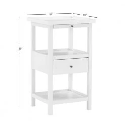 Pintor 17 in. W x 15.75 in. D x 29.75 in. H White Square Wood End / Side Table by Powell Company -Powell Company Shop white powell company end side tables hd1739st21 fa 1000
