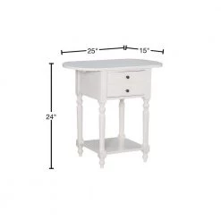Shirley 25 in. W x 15 in. D x 24 in. H White Round Dropleaf Wood Square Table by Powell Company -Powell Company Shop white powell company end side tables hd1740dt21 40 1000