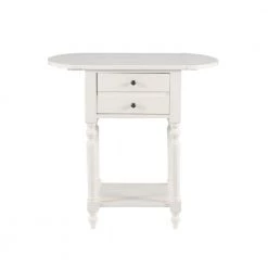 Shirley 25 in. W x 15 in. D x 24 in. H White Round Dropleaf Wood Square Table by Powell Company -Powell Company Shop white powell company end side tables hd1740dt21 4f 1000