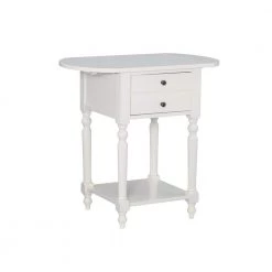 Shirley 25 in. W x 15 in. D x 24 in. H White Round Dropleaf Wood Square Table by Powell Company