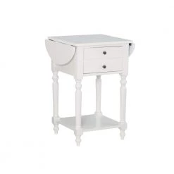 Shirley 25 in. W x 15 in. D x 24 in. H White Round Dropleaf Wood Square Table by Powell Company -Powell Company Shop white powell company end side tables hd1740dt21 c3 1000