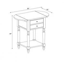 Shirley 25 in. W x 15 in. D x 24 in. H White Round Dropleaf Wood Square Table by Powell Company -Powell Company Shop white powell company end side tables hd1740dt21 fa 1000