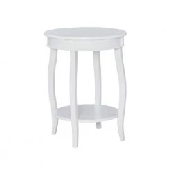 Justine 18 in. W x 18 in. D x 24 in. H White Round Wood Table by Powell Company