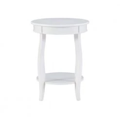 Justine 18 in. W x 18 in. D x 24 in. H White Round Wood Table by Powell Company -Powell Company Shop white powell company end side tables hd1770st21 c3 1000