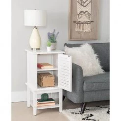 Harriet 15.75 in. W x 15.75 in. D White Shutter End / Side Table by Powell Company 15 Harriet 15.75 in. W x 15.75 in. D White Shutter End / Side Table by Powell Company -Powell Company Shop white powell company end side tables hd1771st21 1f 1000