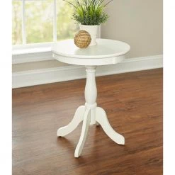 Palmer 18 in. W x 18 in. D x 22 in. H White Round Wood End / Side Table by Powell Company -Powell Company Shop white powell company end side tables hd1772st21 c3 1000