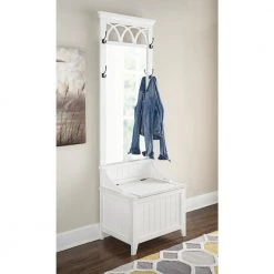 Tina Off-White Hall Tree with Mirror and Storage Area by Powell Company -Powell Company Shop white powell company hall trees hd1741ht21 31 1000
