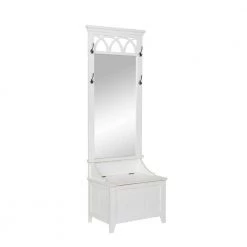 Tina Off-White Hall Tree with Mirror and Storage Area by Powell Company