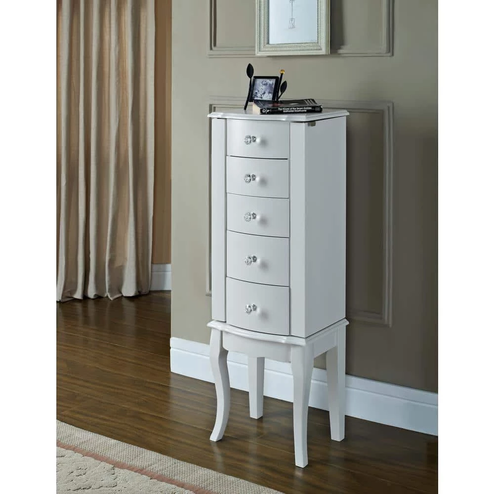Janice White Jewelry Armoire with Plush Pink Lining by Powell Company 7 Janice White Jewelry Armoire with Plush Pink Lining by Powell Company - Image 5