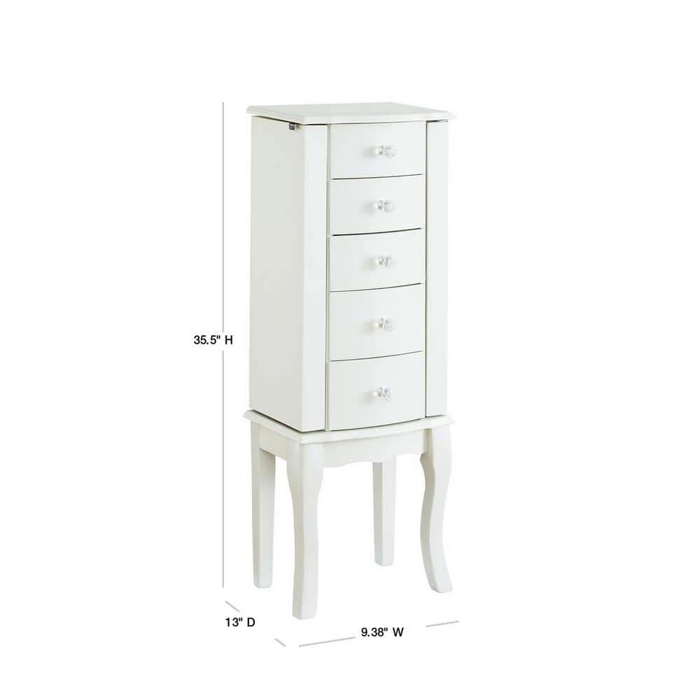 Janice White Jewelry Armoire with Plush Pink Lining by Powell Company 4 Janice White Jewelry Armoire with Plush Pink Lining by Powell Company - Image 2