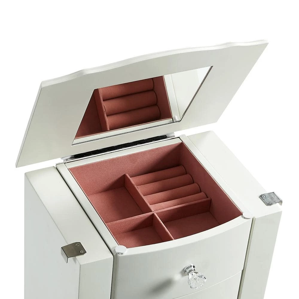 Janice White Jewelry Armoire with Plush Pink Lining by Powell Company 6 Janice White Jewelry Armoire with Plush Pink Lining by Powell Company - Image 4